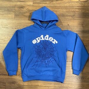 Blue Sp5der Hoodie Sweater for Men